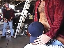 Super hot three way blowjob with triple the sexy studs